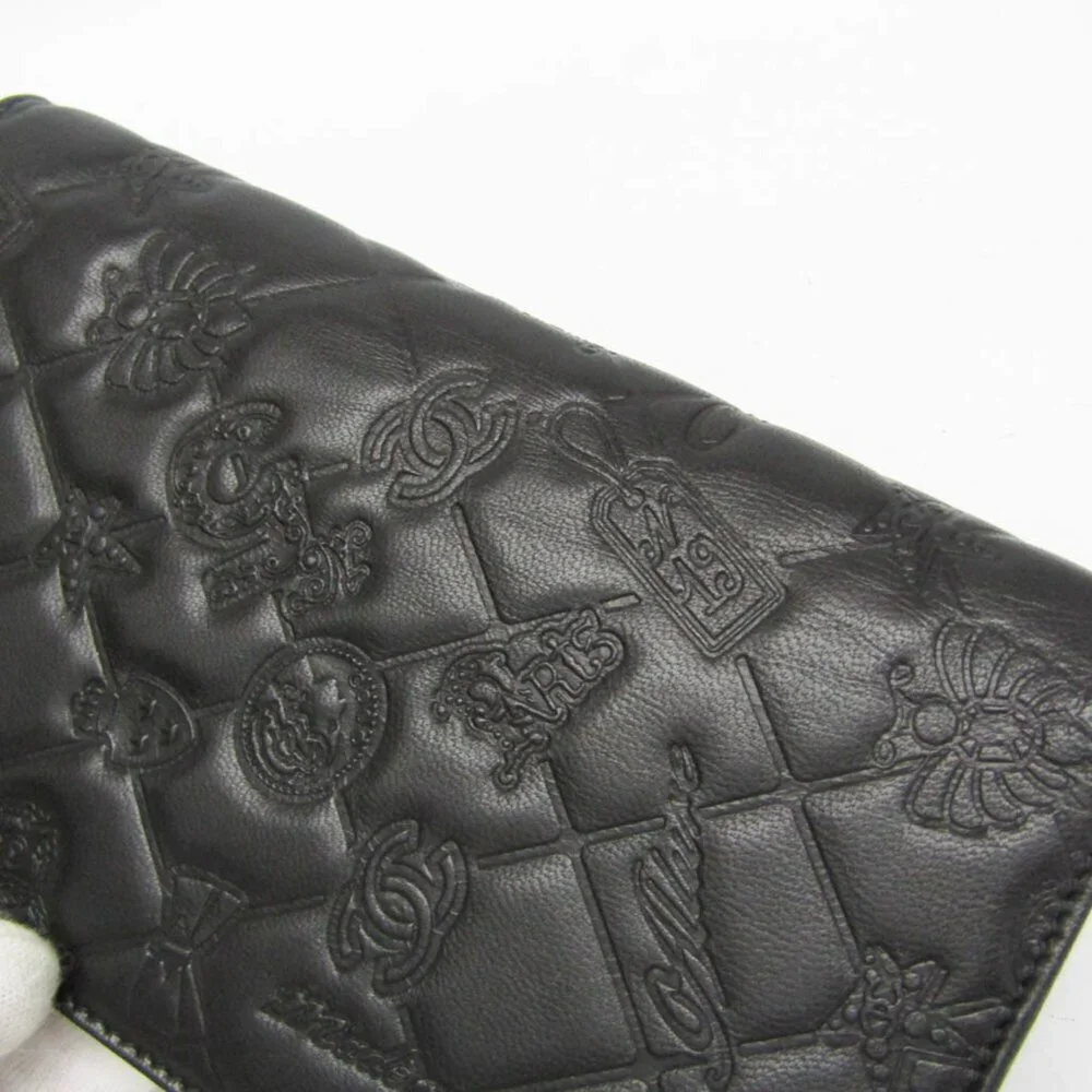 CHANEL black leather